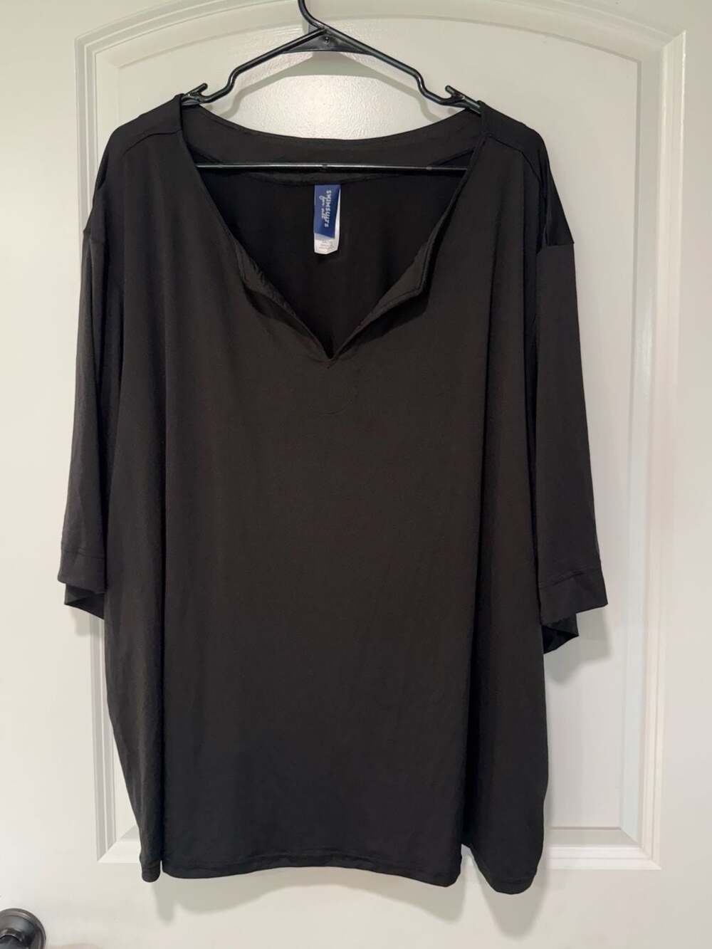 Black Swim Cover Up Shirt Plus Size 34/36 Oversized V Neck Beach Resort NWT
